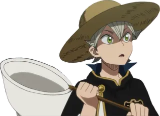 😧 Asta Black Clover 애니메이션, 블랙 클로버, 아스타, 캐릭터, 밀짚모자, 애니메이션 캐릭터 telegram sticker