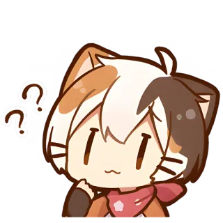 😕 anime, gato, pergunta, pensando, fofo, adesivo, confuso whatsapp sticker