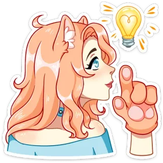 💡 Katzenmädchen, Anime, Glühbirne, Idee, süß, Aufkleber telegram sticker