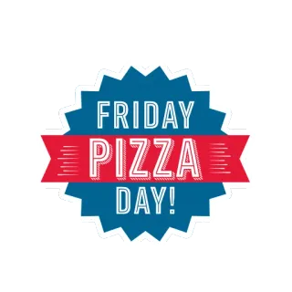 📅 FRIDAY PIZZA DAY! pizza, viernes, comida, fiesta, celebración telegram sticker