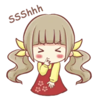 🤫 SSSHhh девочка, тсс, тихо, мультфильм, милый, палец, тсс telegram sticker