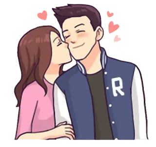 😚 love, couple, kiss, romance, hearts, cartoon telegram sticker