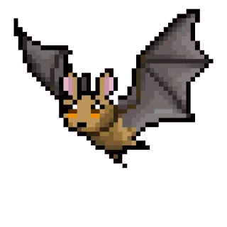 😣 bat, animal, pixel art, flying, wildlife whatsapp sticker
