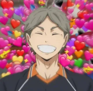 😊 Koshi Sugawara Haikyuu!! Anime, Haikyuu, Koshi Sugawara, Herzen, lächeln telegram sticker