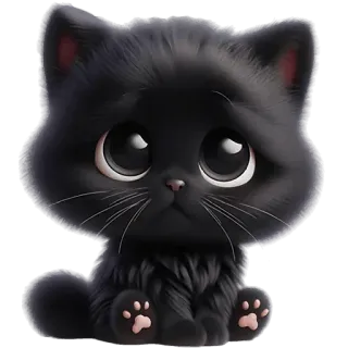 😞 кот, черный кот, котенок, милый, животное, питомец, мультфильм telegram sticker