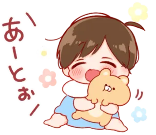 🎭 あーおり fofo, bebê, desenho animado, japonês, adesivo whatsapp sticker