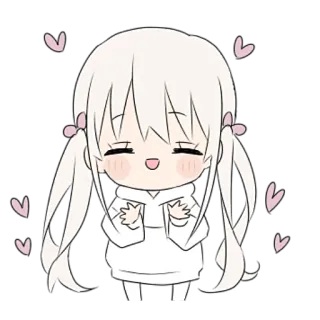 ❤️ Anime, Mädchen, Herzen, Süß, Kawaii, Chibi whatsapp sticker