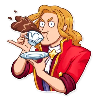 👀 кофе, портрет, аристократ, парик, напиток, смешной whatsapp sticker