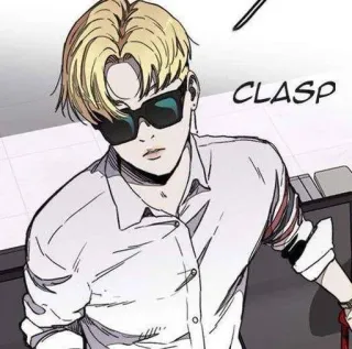 😎 CLASP 남자, 선글라스, 금발 머리, 걸쇠 telegram sticker