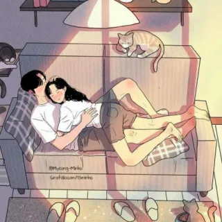 💕 @myoung-minho
Grafoo.com/Bettinho pareja, amor, gatos, sofá, lindo, doméstico, interior, dibujos animados telegram sticker