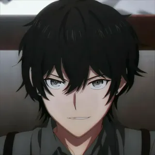 🕳 Anime, Personaje, Arte, Retrato, Pelo negro, Hombre whatsapp sticker