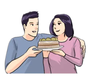 🎂 casal, bolo, aniversário, celebração, amor, relacionamento, sobremesa telegram sticker