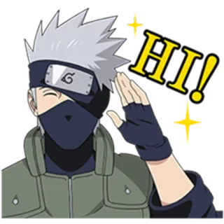 ✋ Kakashi Naruto HI! Anime, Cartoon, Ninja, Groet telegram sticker