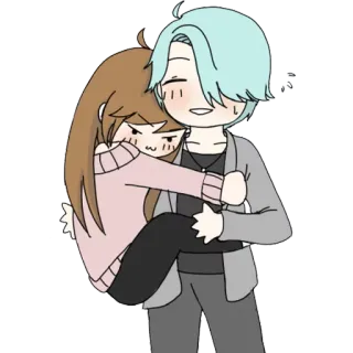 ❤️ Cartone animato, Abbraccio, Coppia, Anime, Amore, Amicizia telegram sticker