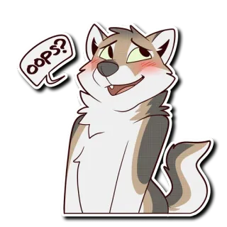 😅 oops? loup, dessin animé, oups, mignon, animal, autocollant telegram sticker