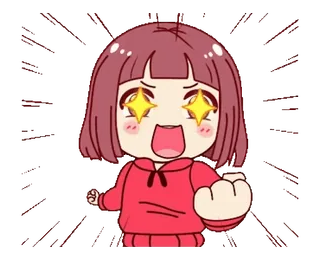 🤩 Anime, Cartoon, Meisje, Opgewonden, Fonkelende ogen telegram sticker