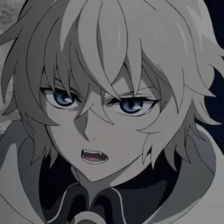 🧛 Mikaela Hyakuya Owari no Seraph อนิเมะ, มังงะ, แวมไพร์, ผมขาว, ตาสีฟ้า telegram sticker