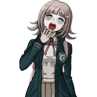 🥱 Chiaki Nanami Danganronpa anime, video game, character, cute, tired, yawning telegram sticker