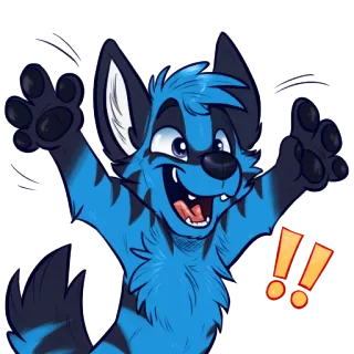 😀 兽人, 动物, 拟人, 卡通, 快乐, 兴奋, 开朗 telegram sticker
