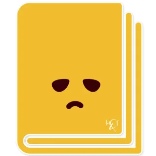 📔 libro, triste, amarillo, leyendo, emoji telegram sticker