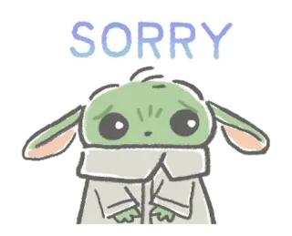 😔 Baby Yoda SORRY baby yoda, carino, scusa, chiedo scusa, grogu, mandaloriano telegram sticker