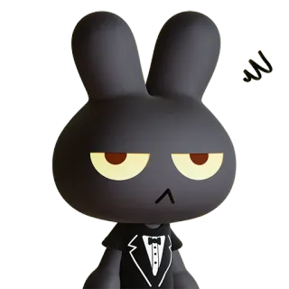 🐰 coelho, zangado, desenho animado, smoking, animal, personagem, coelho preto, fofo, coelho telegram sticker