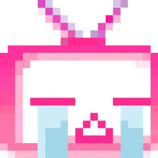 😭 pixel art, television, pink, crying, sad telegram sticker