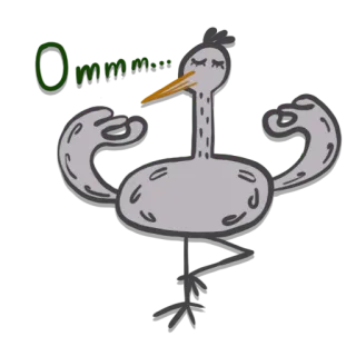 🧘‍♂️ uccello, struzzo, animale, cartone animato, umorismo, forza telegram sticker