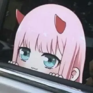 ☺️ Zero Two Darling in the Franxx アニメ, かわいい, 角, ゼロツー, ダーリン・イン・ザ・フランキス telegram sticker