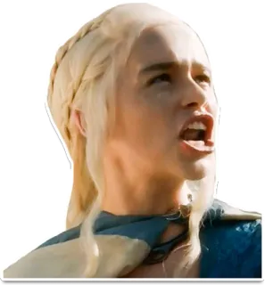 😮 Daenerys Targaryen Game of Thrones 대너리스 타르가르옌, 왕좌의 게임, 캐릭터, 화난, 금발 telegram sticker