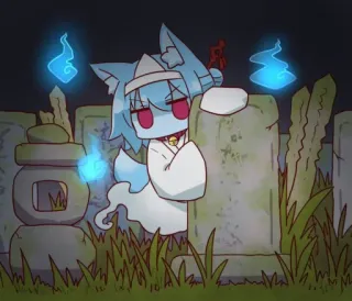 👻 Anime, Fantasma, Espírito, Cemitério, Lápide, Fofo, Criatura telegram sticker