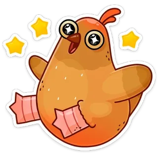 🤩 pollo, pájaro, lindo, animal, dibujo animado telegram sticker