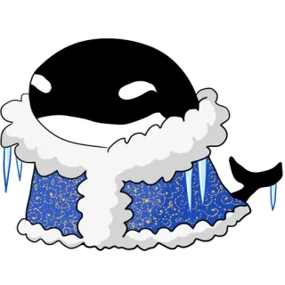 ❄️ косатка, кит, милый, животное, зима, мультик, сосульки, куртка telegram sticker