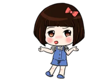 🤷 Chibi, Cartoon, Mädchen, Süß, Schleife, Niedlich, Fröhlich, Verspielt telegram sticker