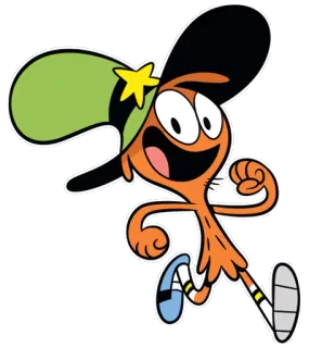 😃 Wander Wander Over Yonder Dibujo animado, Personaje, Feliz, Vagando, Naranja, Sombrero telegram sticker