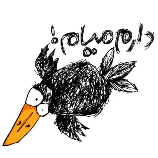 😝 دارم میام! crow, bird, doodle, sketch, coming, cartoon telegram sticker
