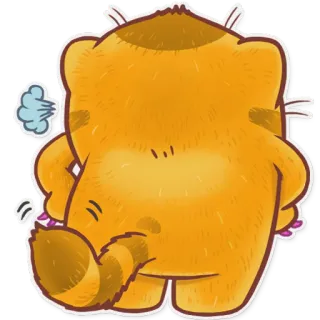 😑 gato, laranja, animal, desenho animado, rabo, vista traseira, fofo telegram sticker