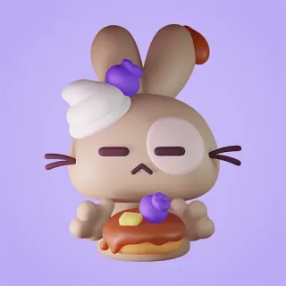 1️⃣ conejo, panqueque, postre, lindo, animal, comida telegram sticker