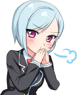 😏 anime, meisje, blozen, schattig, cartoon, animatie telegram sticker