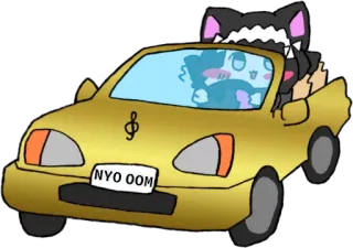 🚘 NYO OOM 猫, 車, 中指, 攻撃的, ユーモア telegram sticker