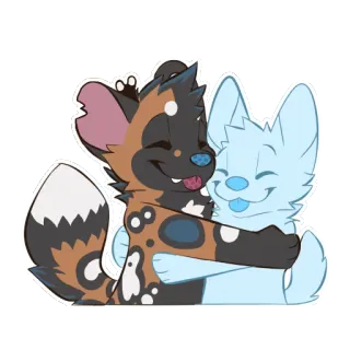 🙅 chiens, câlin, animal, dessin animé, amitié, mignon whatsapp sticker