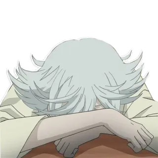 🙇 anime, sad, character, white hair telegram sticker