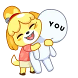 🤗 Isabelle Animal Crossing YOU Isabelle, Animal Crossing, pelukan, imut, persahabatan whatsapp sticker
