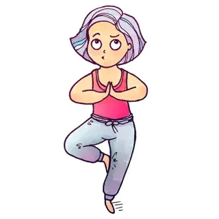 ☺️ Йога, Женщина, Упражнение, Баланс, Мультфильм, Фитнес whatsapp sticker