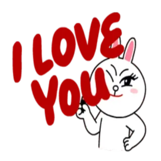 😍 I LOVE YOU любовь, кролик, мультфильм, милый whatsapp sticker