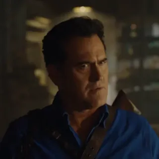 😠 Ash Williams Evil Dead Эш Уильямс, Зловещие мертвецы, Ужасы, Фильм, ТВ, Брюс Кэмпбелл telegram sticker