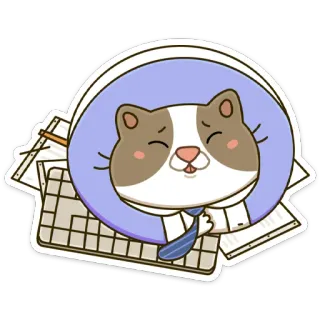 ☺️ cat, animal, office, work, tired, exhausted whatsapp sticker