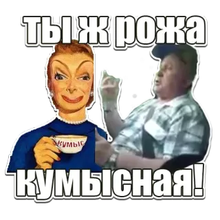 🥛 ТЫ Ж РОЖА КУМЫСНАЯ! 幽默, 侮辱, 俄语, 卡通, 中指 telegram sticker