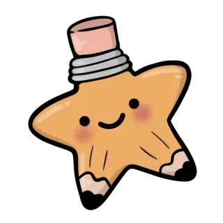 ✏️ lápis, estrela, fofo, desenho animado, papelaria, kawaii whatsapp sticker