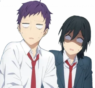 😱 anime, uniforme escolar, envergonhado/a, amigos/as, preocupado/a telegram sticker